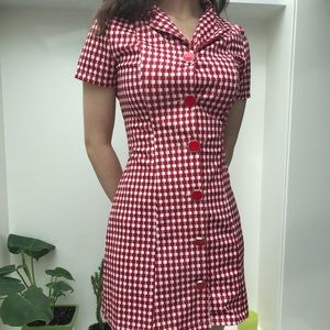 Red collared dress